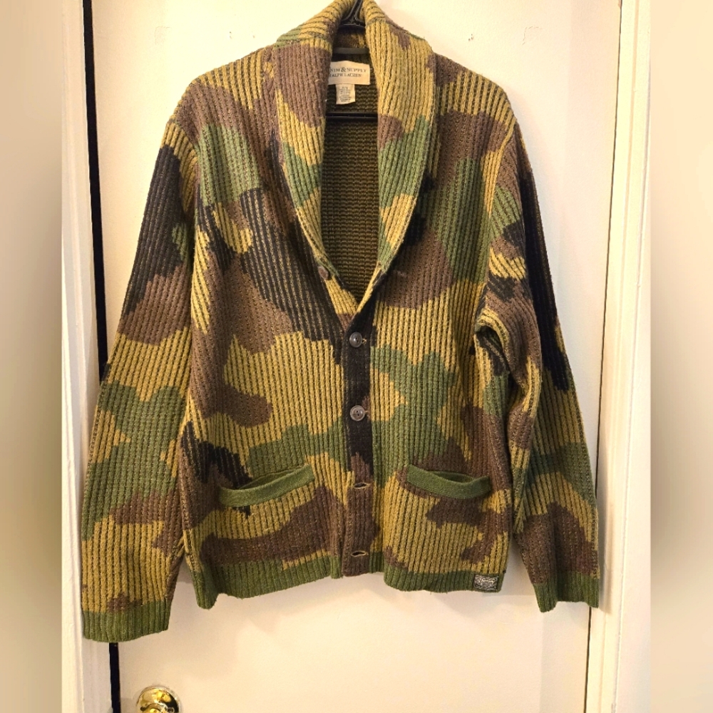 Denim & Supply Camouflage Cardigan Sweater - XL